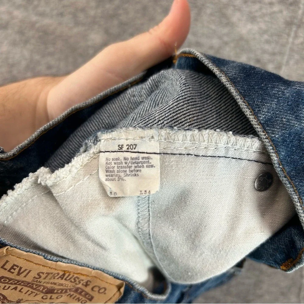 Vintage Levi's 20505 0217 Jeans Mens 38x34 Blue Orange Tab Straight Leg 1980s